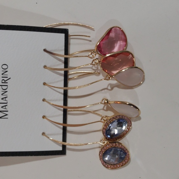Catherine Malandrino Colorful Dangle Earrings - Set of 3 Women, Gold-Tone Hooks - Picture 7 of 9